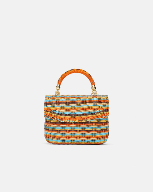Round raffia crossbody bag